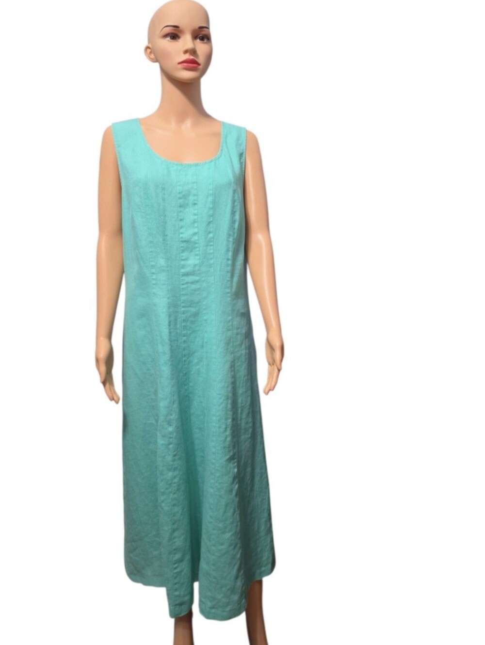 Choices Linen Sleeveless Teal Midi Tank Cottagecore Dress  XL